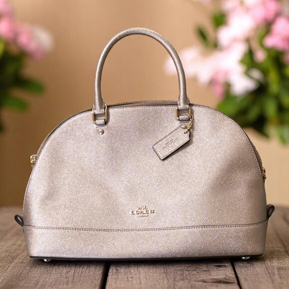 Coach Platinum Metallic Gold Sierra Satchel Crossbody Handbag - Picture 1 of 5